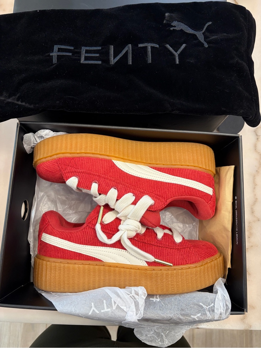 FENTY Red Platform Sneakers with Gum Sole
